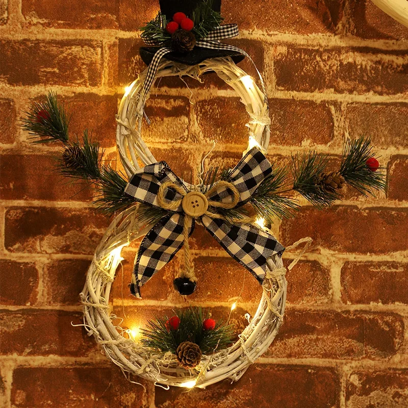 Capodanno Natale LED Ghirlanda Ornamenti Decorazione appesa Casa Navidad Porta da parete Decorazioni per feste Ghirlanda di luci