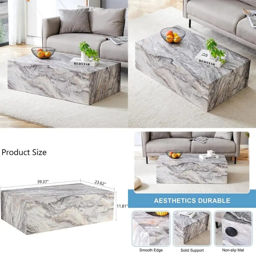 

Журнальный столик Стол для гостиной — современный дизайн из искусственного мрамора с деревянными акцентами серого цвета