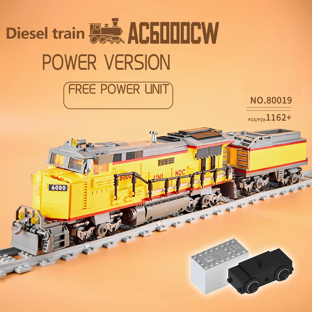 

1162PCS Technical Remote Control Iocomotive Building Blocks Model AC6000CW Internal Combustion Train Toys Kids Birthdays Gifts