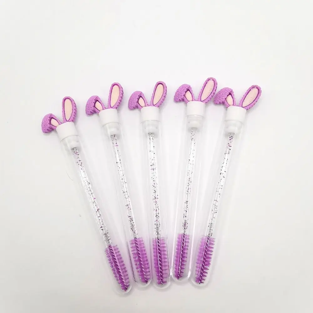 Round Comb Teeth Rabbit Ears Mascara Brush Clear Creative Tube Eyelash Brush Dust-proof Reusable Tube Glitter Mascara Wand