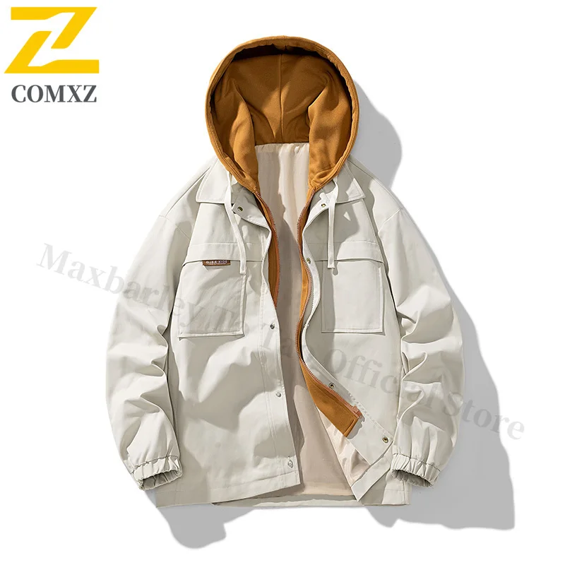 

Men's Casual Jacket Spring and Autumn Fashionable and Versatile Windproof Breathable Loose Hooded Jacket Street Commuting Jacket