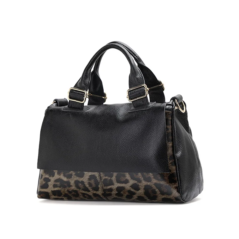 Aidrani  New high-capacity women\'s handbag with fashionable leopard print design, made of high-quality cowhide