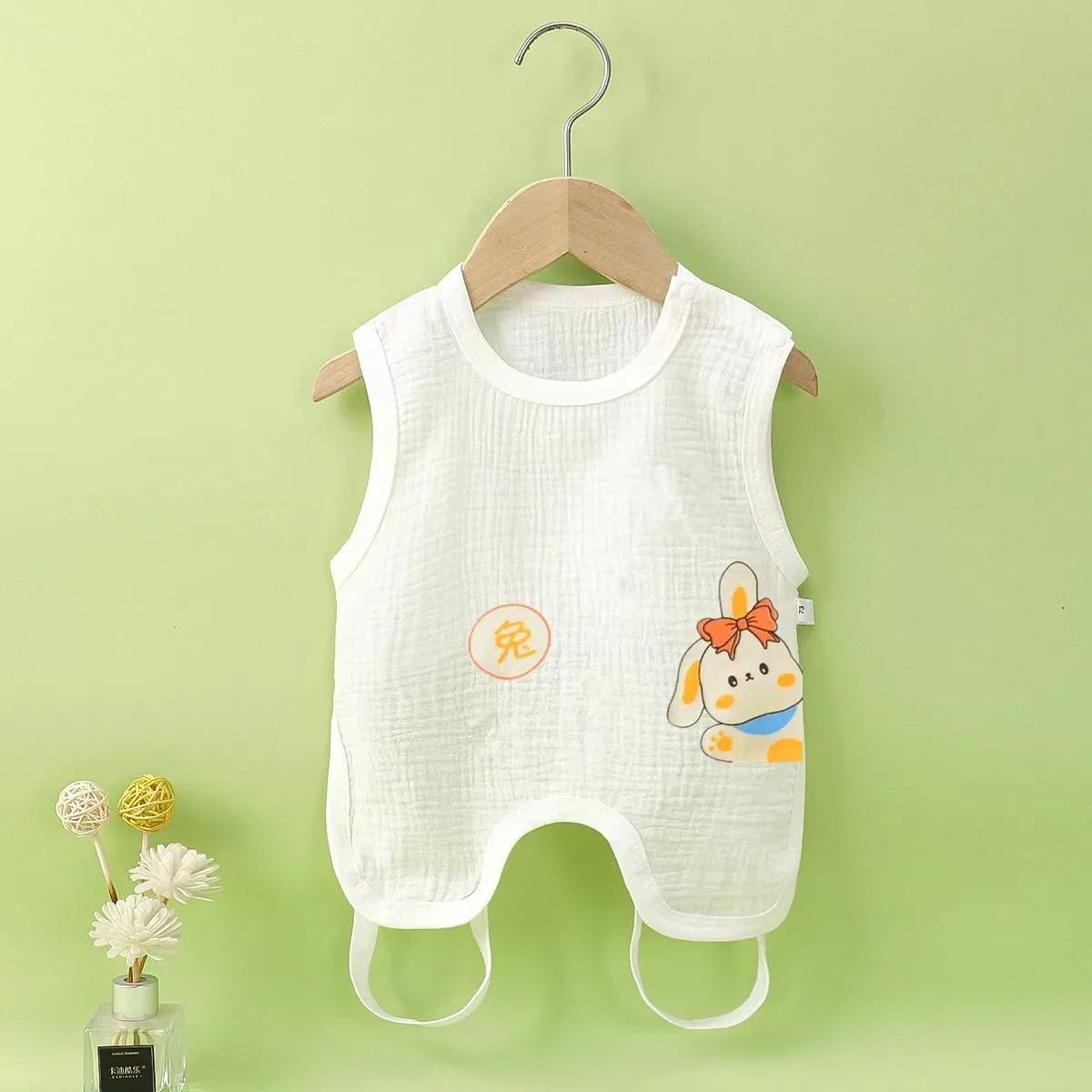 

Children's Gauze Half Back Belly Bag Pure Cotton Baby Vest Belly Bag with Legs Baby Cotton Yarn Belly Bag for Infants