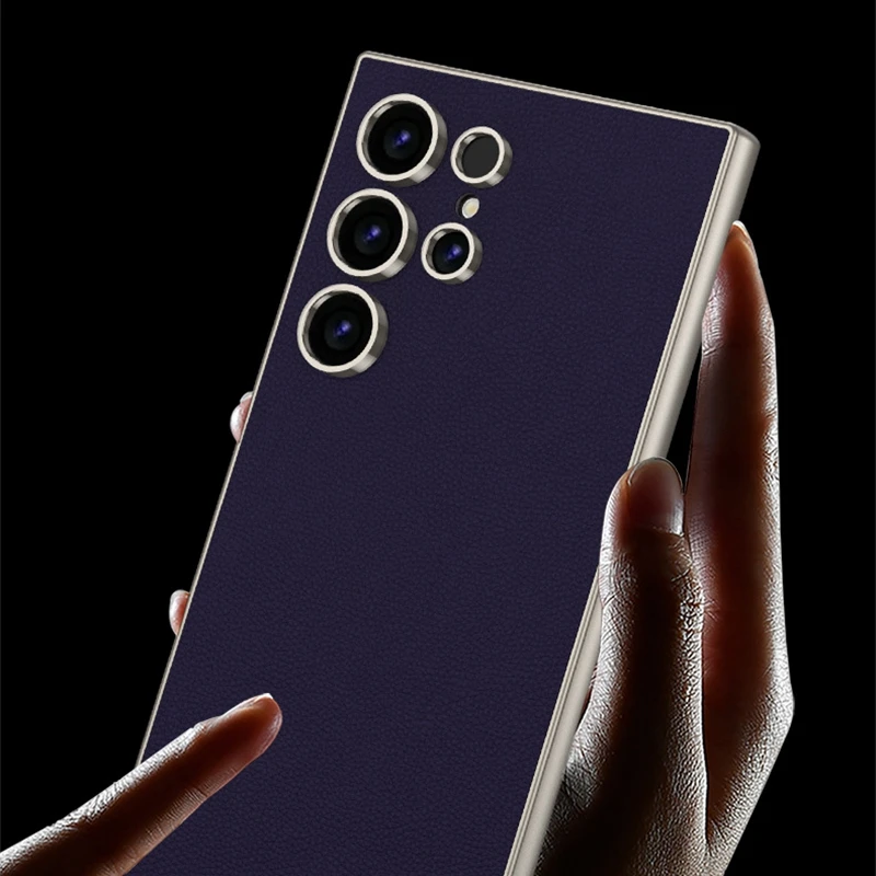 Leather Phone Case for Samsung Galaxy S24 Ultra Protective Cases for Sansung S24ultra Camera Lens Protector Glass Full Cover