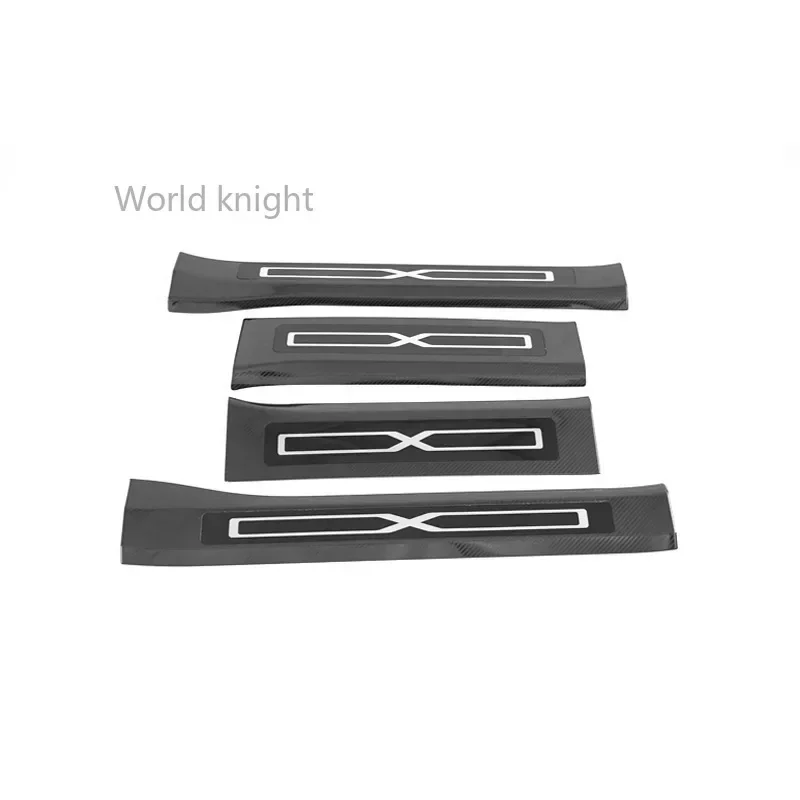 Car Welcome Pedal Door Sill Bar Cover Carbon Fiber Threshold Patch Protector Sticker Shell For Tesla Model X Auto Accessories