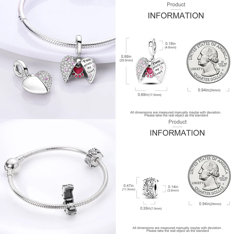 925 Sterling Silber Kaffeekanne Pfotenabdruck Koffer Kunstpalette Böser Blick Elefanten-Charm-Perlen Original DIY Armband Geschenk für Frauen – Detail 6