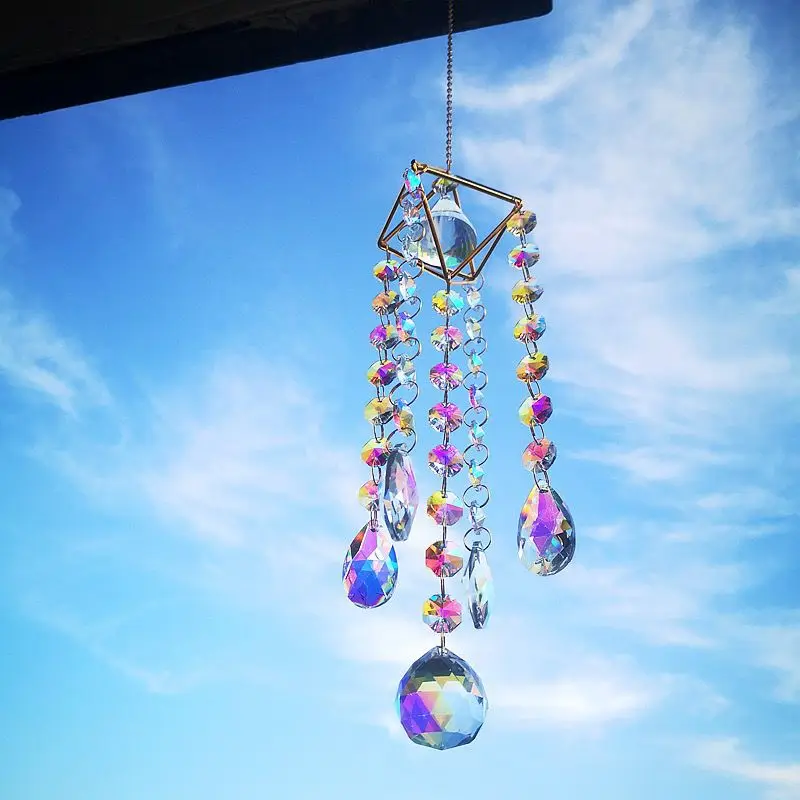 Crystal Symphony Light And Shadow Wind Chime Pendant for Bedroom Balcony Window Fantasy Rainbow Gift for Men And Women