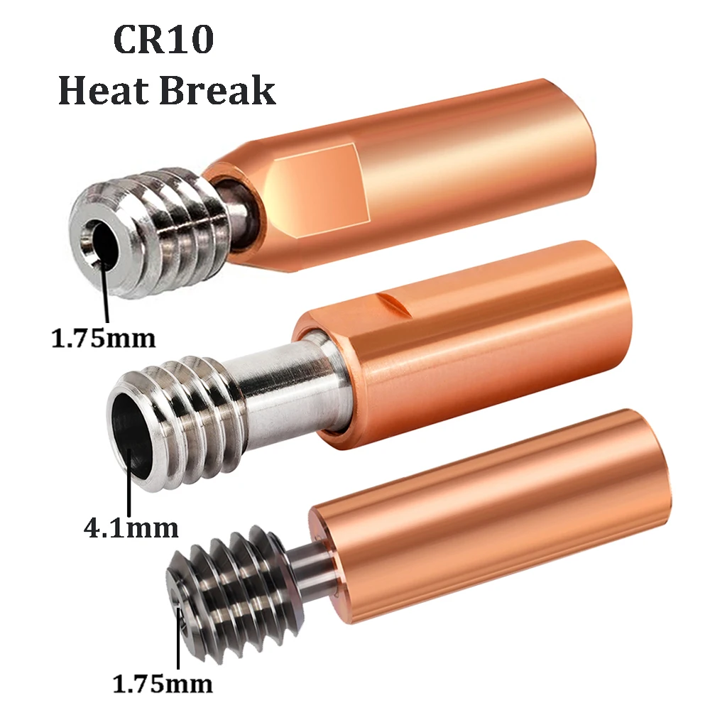 Bimetal CR10  Heat Break CR10 Throat Copper Plating 1.75/2mm/4.1mm Through For Ender 3 CR-10 Hotend 3D Printer Parts