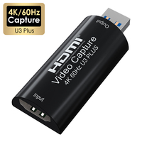 4K/60fps U3 Plus Video Capture Card HDMI-compatible to USB 3.0 4K@60Hz Live Streaming Grabber Recorder for PS5/4 Xbox OBS VLC
