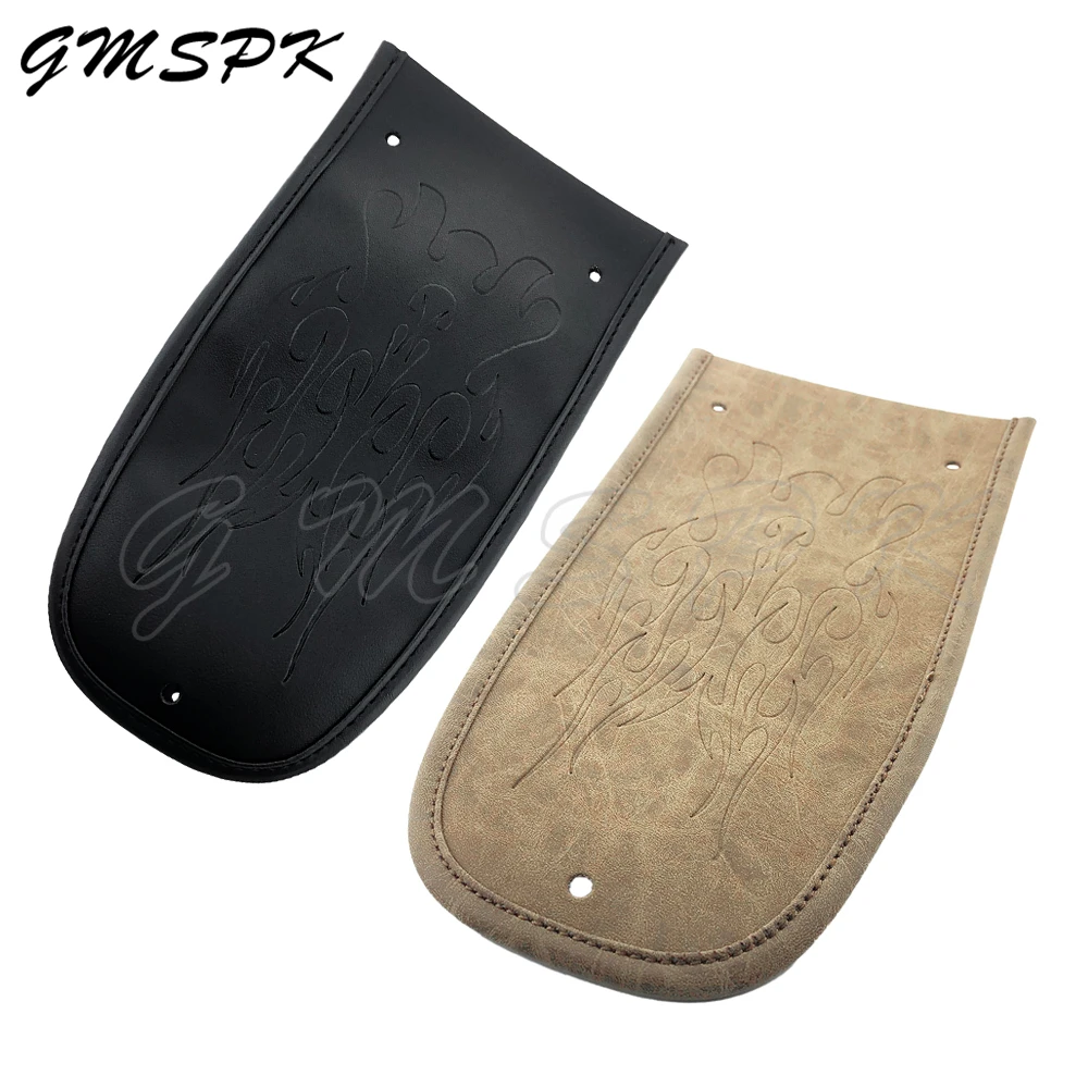 Black/Brown Leather Flame Pattern Rear Fender Bib Cover Pad Fit for Harley Touring Ultra Limited Electra Glide Road 1997-2016