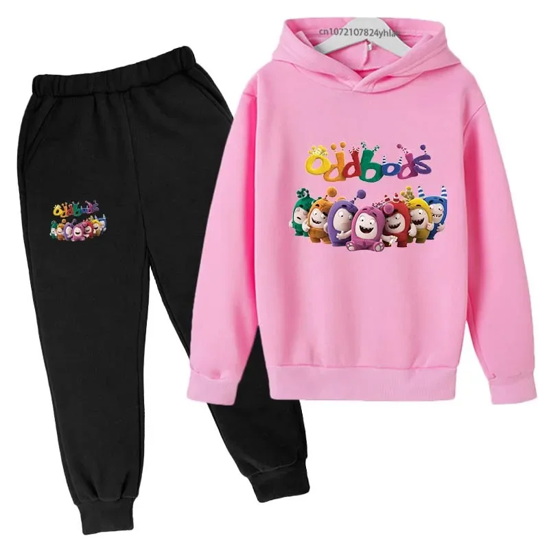 Oddbods drôle dessin animé imprimé enfants printemps automnepièces sweat à capuche + pantalon survêtements 2-13 ans gar Voi f