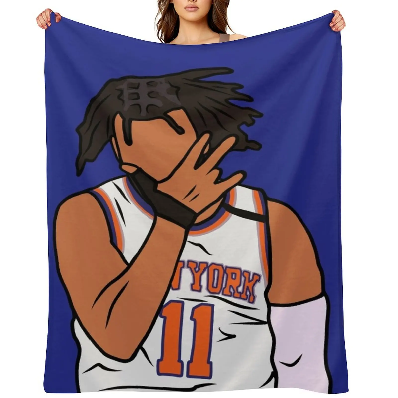 

Jalen Brunson 3 Point Celebration Throw Blanket Sofas Warm halloween Decorative Throw Blankets