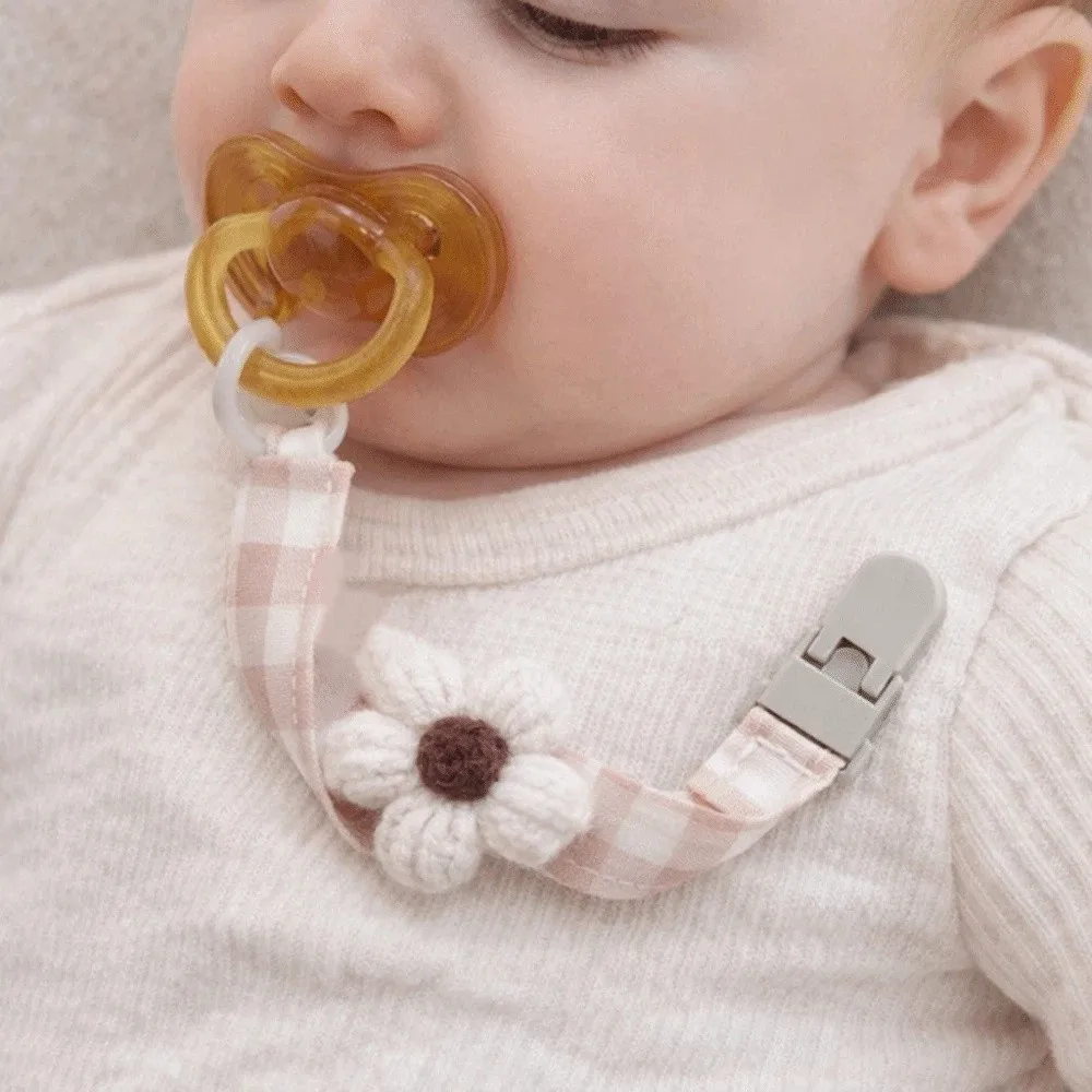 

Cute Cute Flower Dummy Nipple Holder Plaid Plastic Baby Pacifier Chain Anti-drop Colorful Embroidery Pacifier Clips Toddler