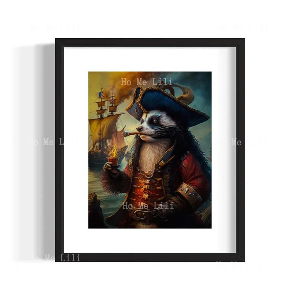 Captain Blackbeard Raccoon Pirate Wall Adorns Paintings Of Interesting Whimsical Animals