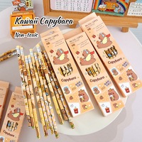 12Pcs/Lot Kawaii Cartoon Capybara Pencil Pen with Rubber HB Wooden Pencil Cute Elementary School Kids 12Pack Stationery Supplies