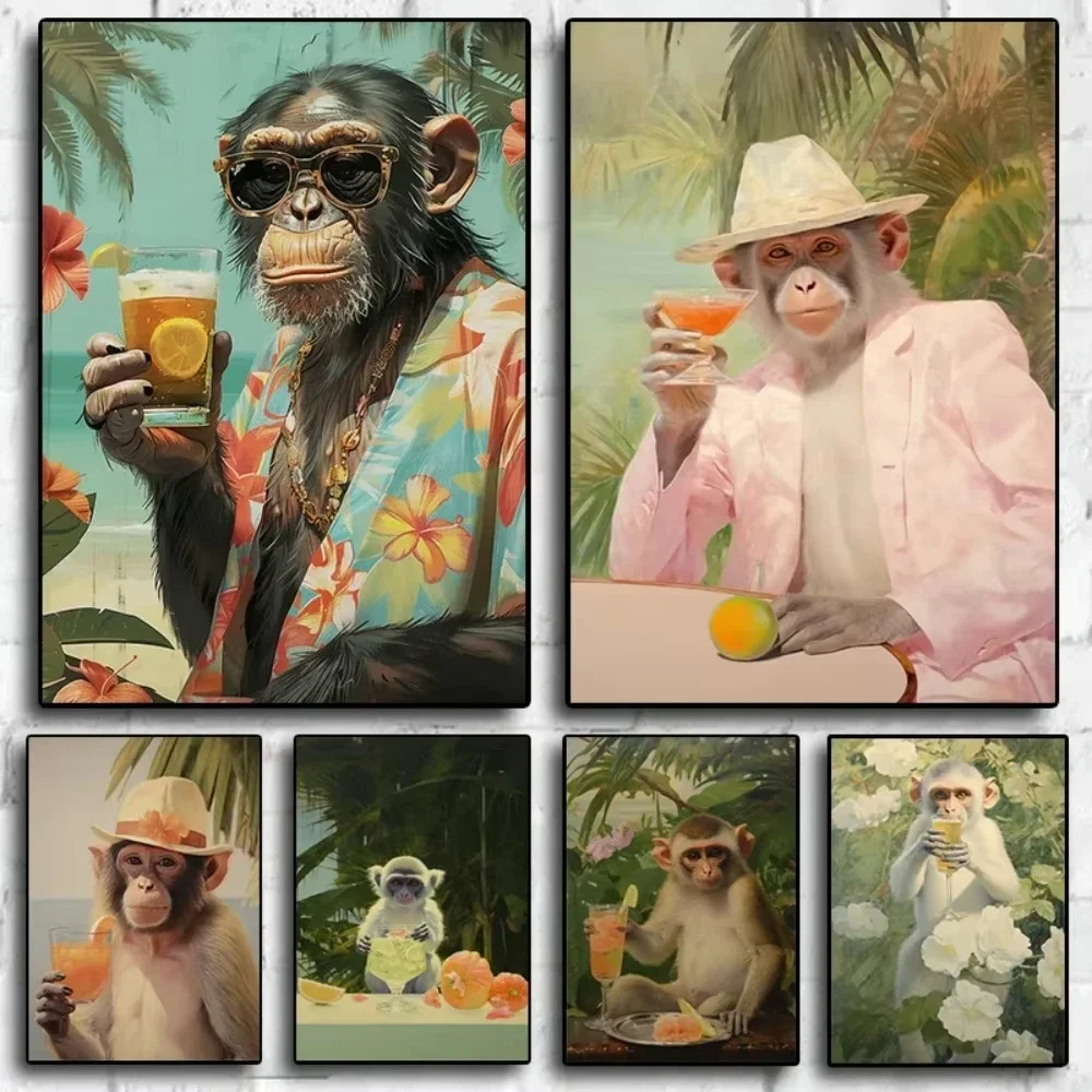 5D DIY Tropical Vacation Monkey Diamond Painting Kit, Full Drill Whimsical Handmade Art Exquisite Creative Gift Home Decoratio