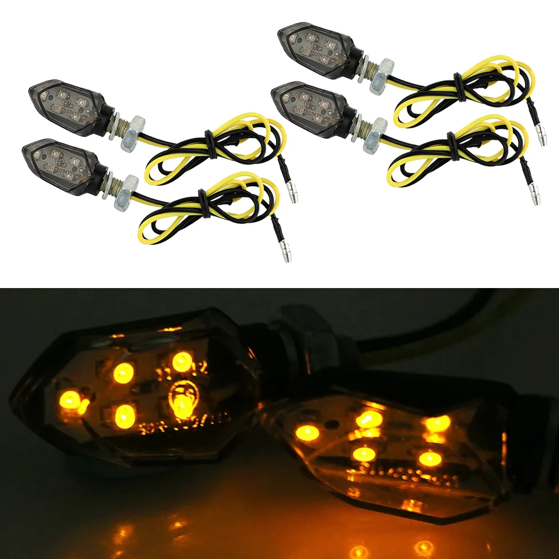 

Universal 12V 4Pcs 5LED Black Mini Motorcycle Indicator Turn Signal Lights For Street Bikes Dirt Bike Dual Sport applications