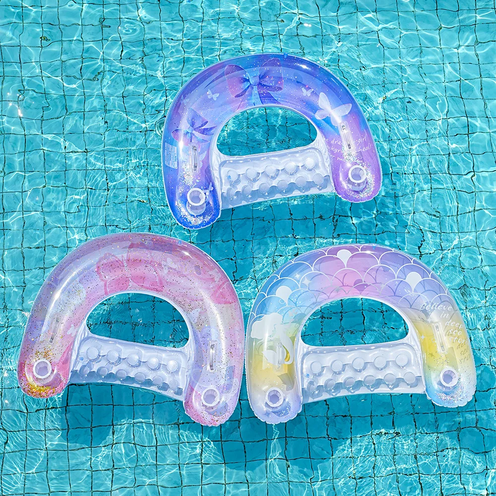 

1pc Thickened PVC Swim Ring | Underarm Waist Ring | U-shaped Hammock, Inflatable Floating Drainage Floating Bed