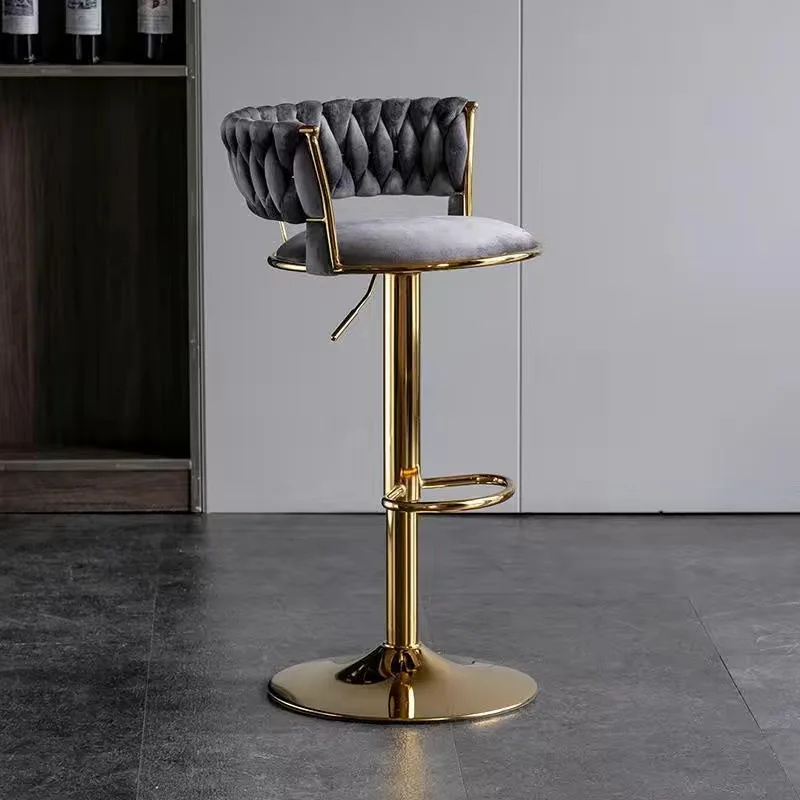 

Velvet Braided Height Adjustable Modern Swivel Bar Stool Comfortable Leather Fabric Bar Chair for Home or Hotel Use