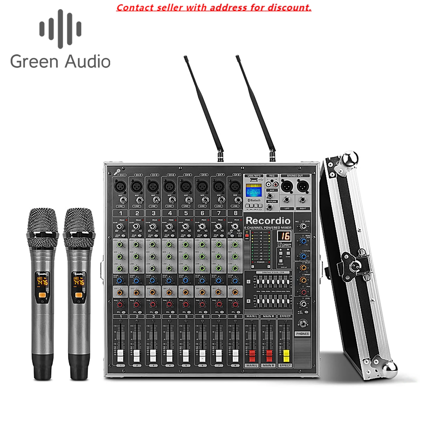 GAX-MK290 Professional 8-channel Powerful Amplifier Mixer Wireless Microphone Integrated Machine For Stage Performances