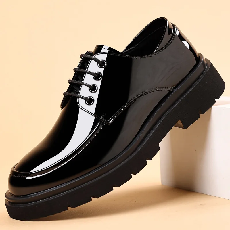 

Men's Casual Professional Invisible Insole Height-increasing Leather Shoes Large Size 38-46 Fashion British Style Leather Shoes