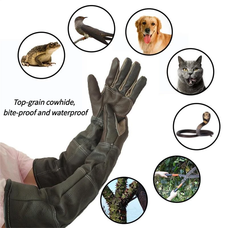 

New Anti-Bite Pet Grooming Gloves – Leather Anti-Grasping Gloves for Dog Cat Training, Feeding & Gardening Work