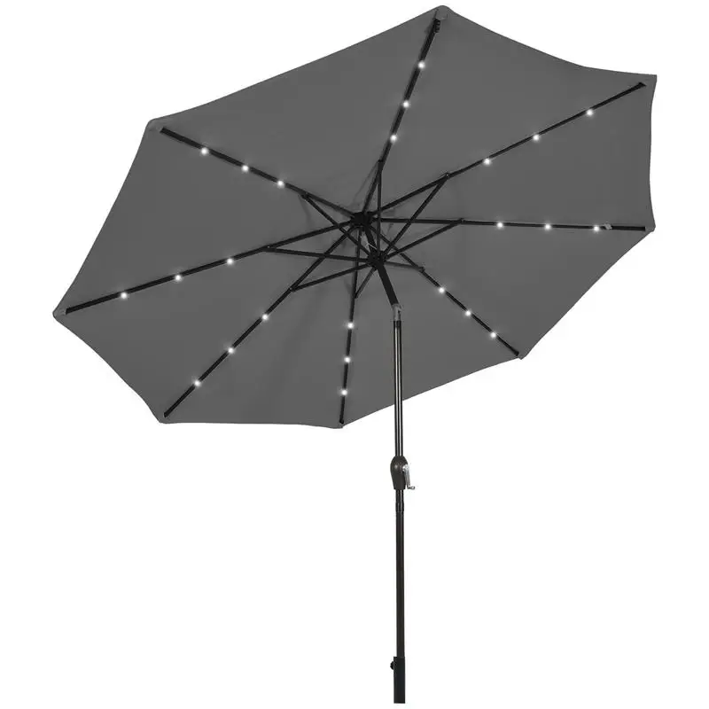 

10 Feet Outdoor Patio Umbrella with Bright Solar LED Lights-Gray