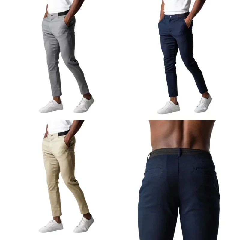 Homens elásticos ginásio sweatpants fino ajuste calças casuais homem respirável algodão jogging calças corredores correndo calças homem roupas