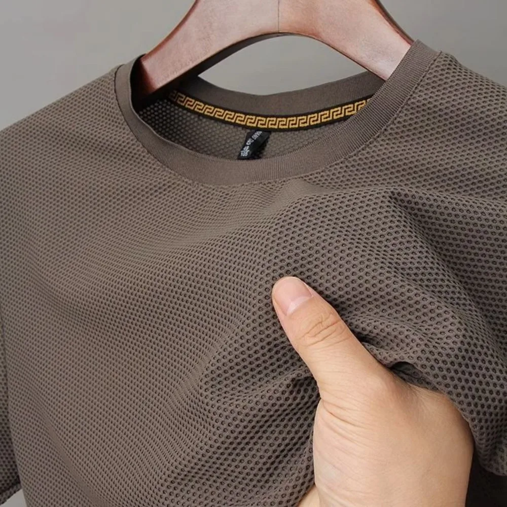 High-End 2023 Luxury Brand Men\'s T-Shirts Ice Silk with Breathable Mesh for Summer Designer Harajuku  Fashion T-Shirt for Men