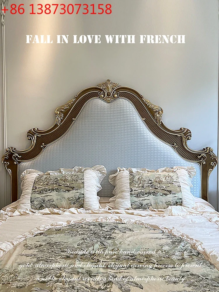 French light luxury retro old hand-carved romantic solid wood dream princess bed villa bed 2 meters wedding bed
