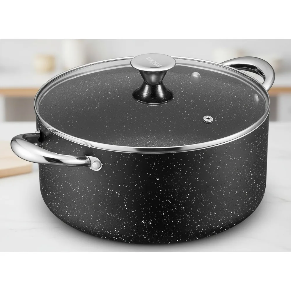 

6-литровая кастрюля с антипригарным покрытием и крышкой, индукционная совместимая кастрюля для супа, безопасная для духовки и без PFOA для здорового приготовления пищи