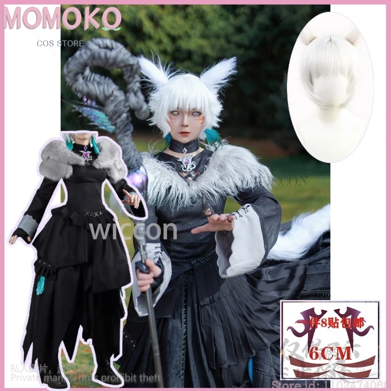 Anime Game Finall Fantasy 14 FF14 Cosplay Y'shtola Suit Black Dress Lolita Uniform Costume Wig Halloween Carnival Party Outfit