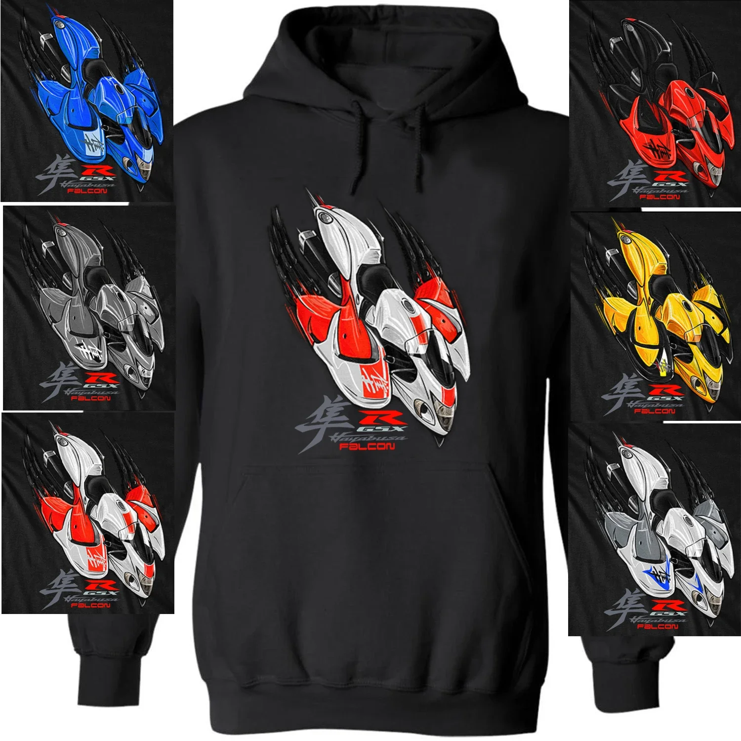 Classic Japanese Motorcycle GSXR Hayabusa Falcon Inspired Pullover Hoodie New 100% Cotton Casual Mens Sweatshirts Streetwear