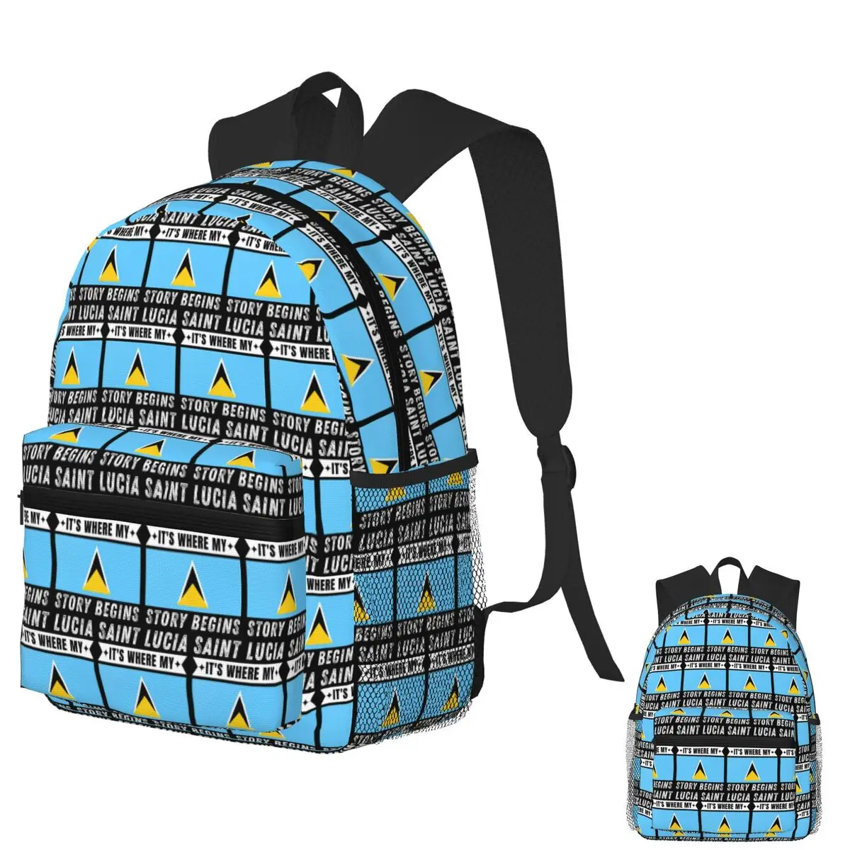 

Saint Lucia Flag Student Backpack School Bag Hiking Travel Daypack for Boys Girls Fashion Bookbag Shoulder Bags