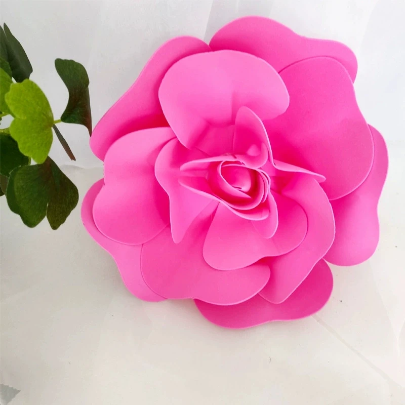 

Foam Fake Flowers Artificial PE Roses Flat Base Stick to the Wall for Wedding Background Home Room Wall Decor Store Decorations