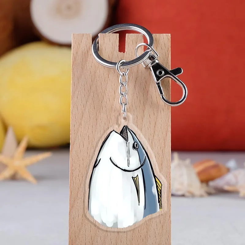 Popular Game Two-dimensional Peripheral Salted Fish Double-sided Transparent Acrylic Keychain Backpack Pendant Student Gifts