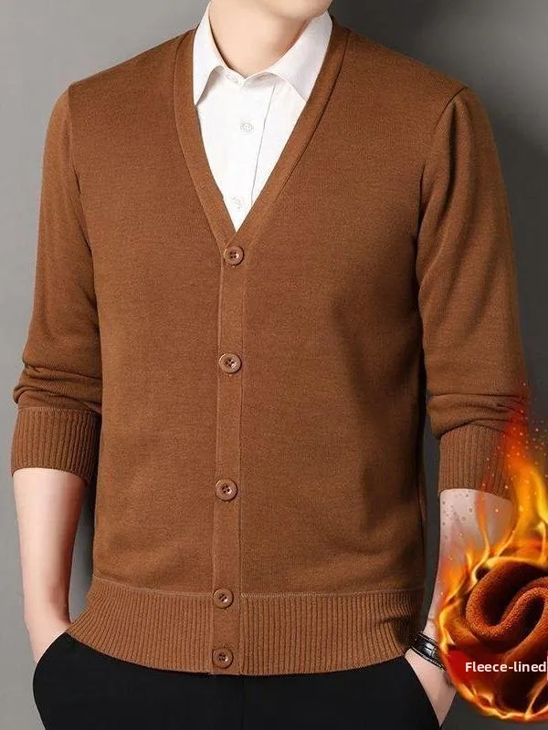 

Новый мужской вязаный кардиган на подкладке V Ne, повседневная модная трендовая верхняя одежда, удобный топ среднего размера Thi Long Sve, зима