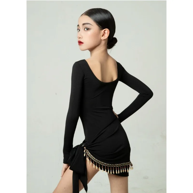 Abito da ballo latino per bambini personalizzato FAZ Abito da pratica Gonna da prestazione Set Cha Cha Samba Tango Rumba Abito da ballo