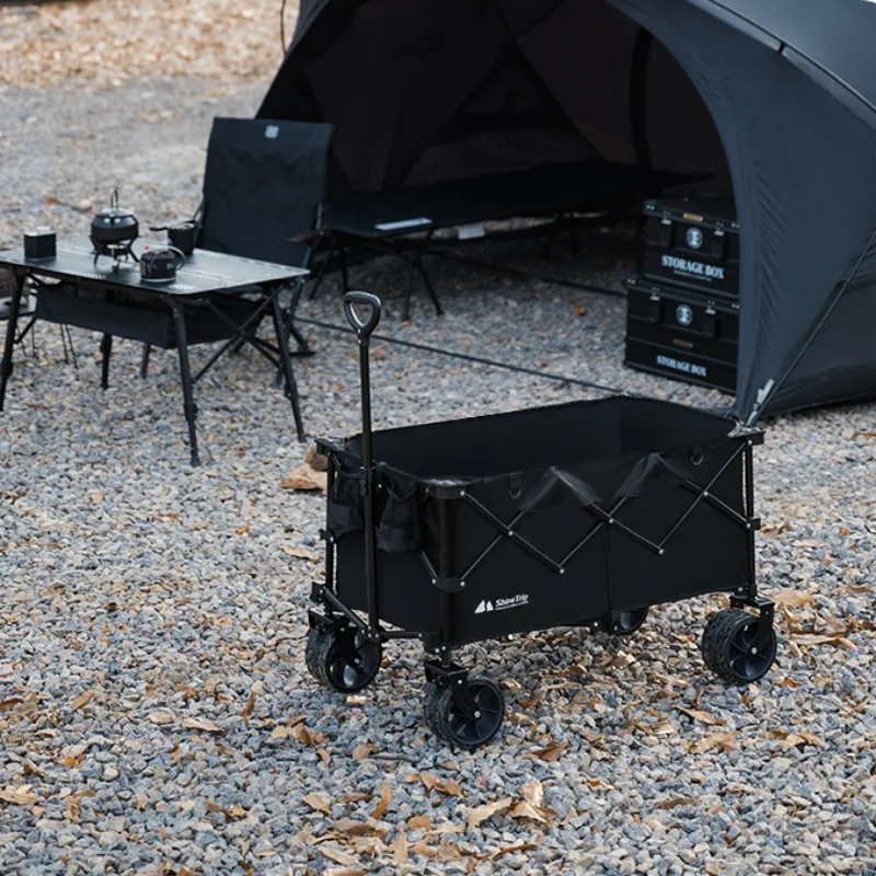 Outdoor Camping Trolley ShineTrip Foldable 200L Large-capacity Steel Pipe Bracket Picnic Camp Car Push-pull Integrated Trolley