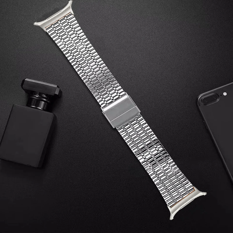 سوار ساعة من الفولاذ المقاوم للصدأ لساعة سامسونج جالاكسي ، حزام معدني ، سوار ذو طرف منحني ، بدون ثغرات ، 7 ألترا ، 47