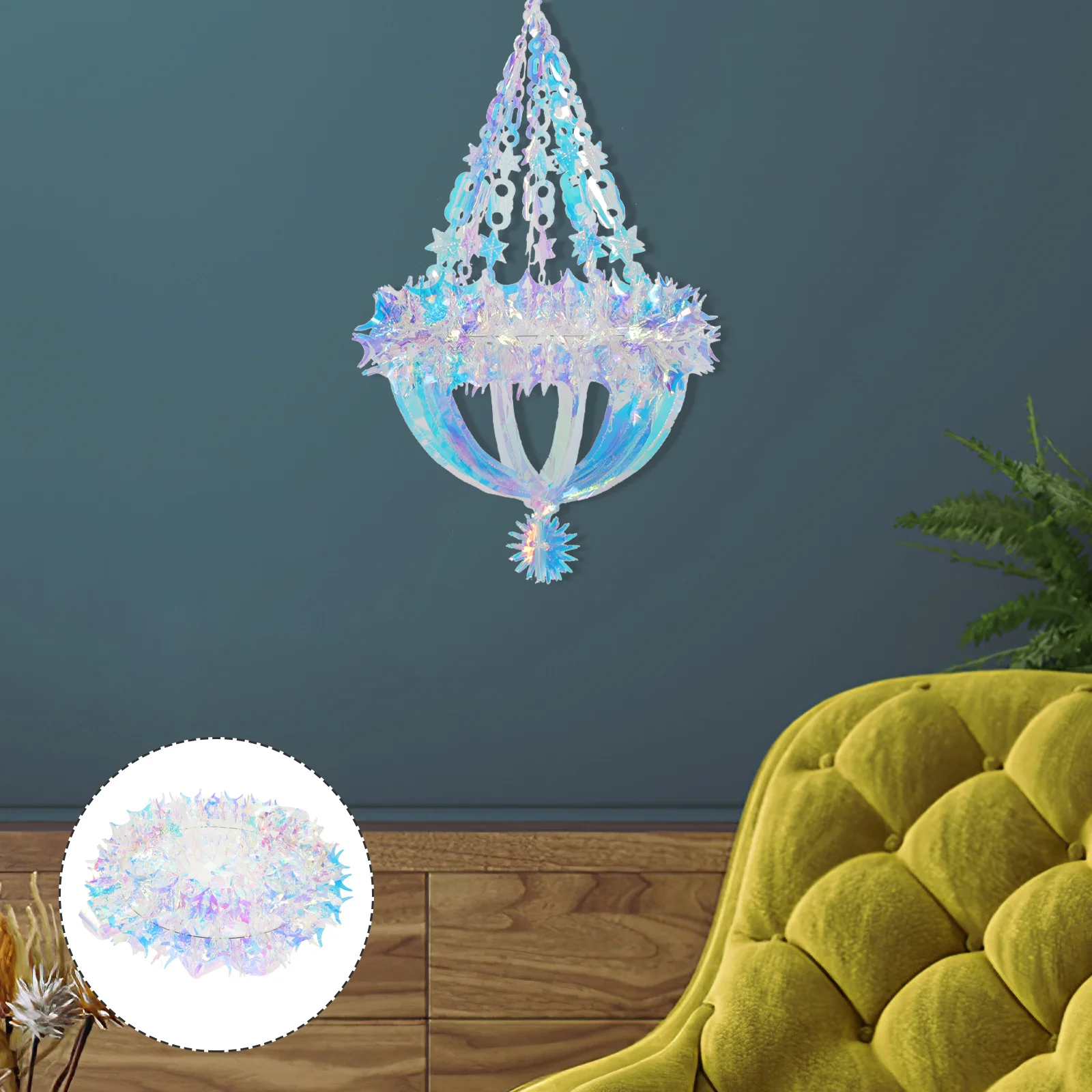 

Iridescent Chandelier Foil Hanging Ornament Holographic Party Decor Wedding Ceiling Decoration Christmas Birthday Bridal Shower