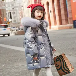 Children Cotton Jacket Girls Solid Medium Length Hooded Warm and Comfortable Winter New Down Cotton Coat Korean Stylish