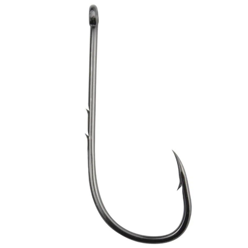 50pcs High Carbon Steel Double Back Barb Hooks Offset Long Shank Ring Eye Barbed Hooks Large Live Bait Lure Fish Hooks Saltwater
