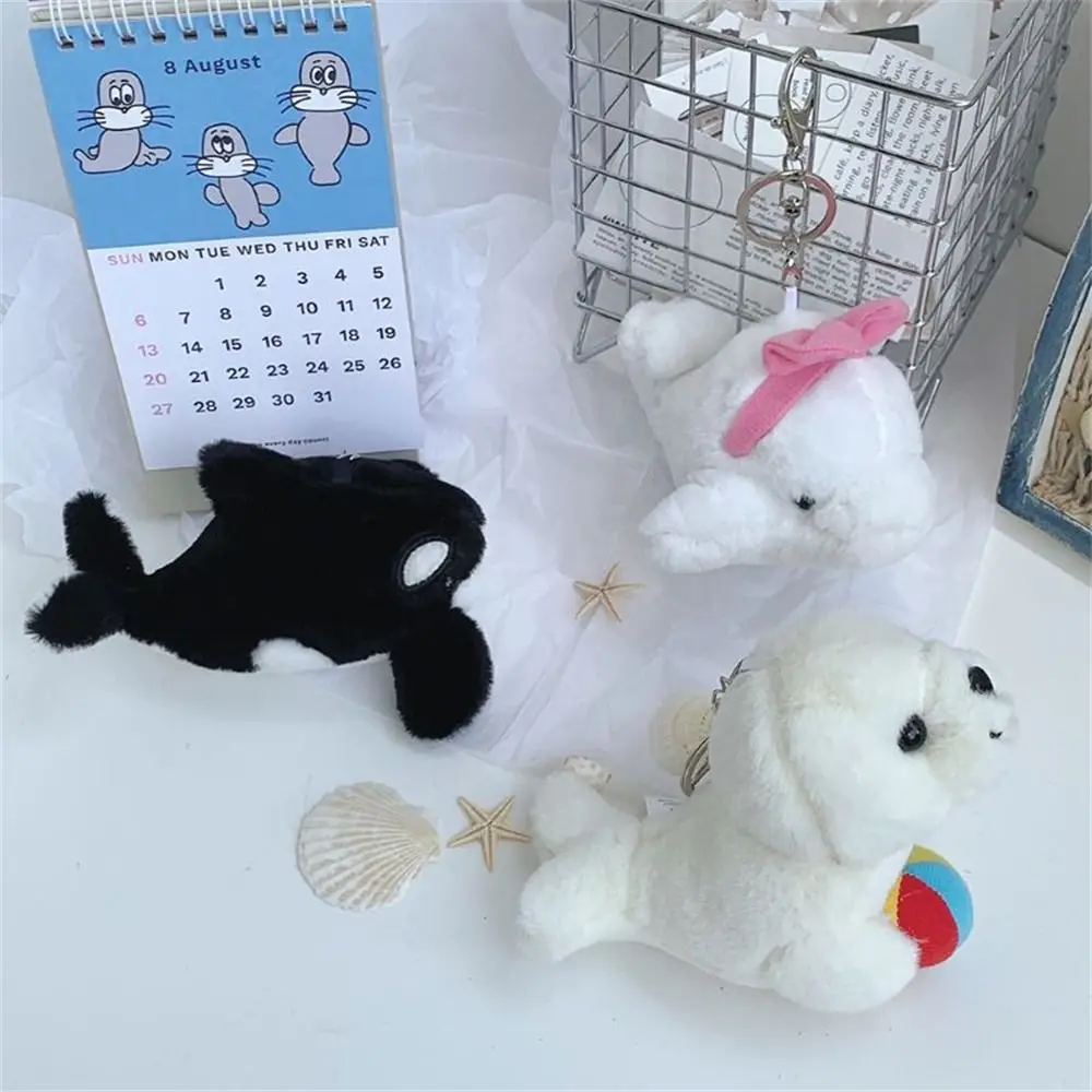 Studnet Children Marine Animal Dolphin Keychain Stuffed Killer Whale Seal Pendant Cute Small Mini Whale Keychain