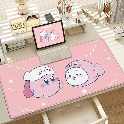 Imagen 2 del producto Alfombrilla de ratón HD de 40x90cm, alfombrilla extendida para ordenador portátil, alfombrillas de ratón para juegos de ordenador, accesorios para PC de dibujos animados k-kirbys, teclado XXL, alfombrilla de escritorio