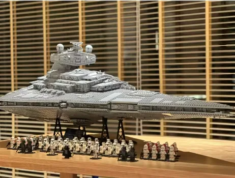 Moc 75252 UCS Imperial Destroyer Display Blocos de Construção Tijolos Brinquedo Super Grande Ultimate Spacecraft Presentes de Aniversário de Natal