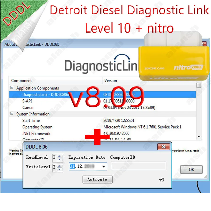 for Detroit Diesel Diagnostic Link v8.09 DDDL 8.09  with Troubleshooting Data + Nitroobd2