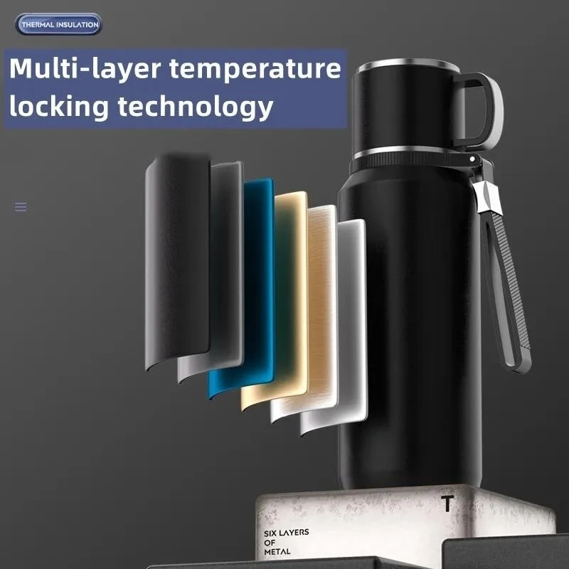Imagem -04 - Grande Capacidade 316 Garrafa Térmica de para Café Quente Frascos de Água Térmica a Vácuo Viagem Parede Dupla 0.82.0l Aço Inoxidável