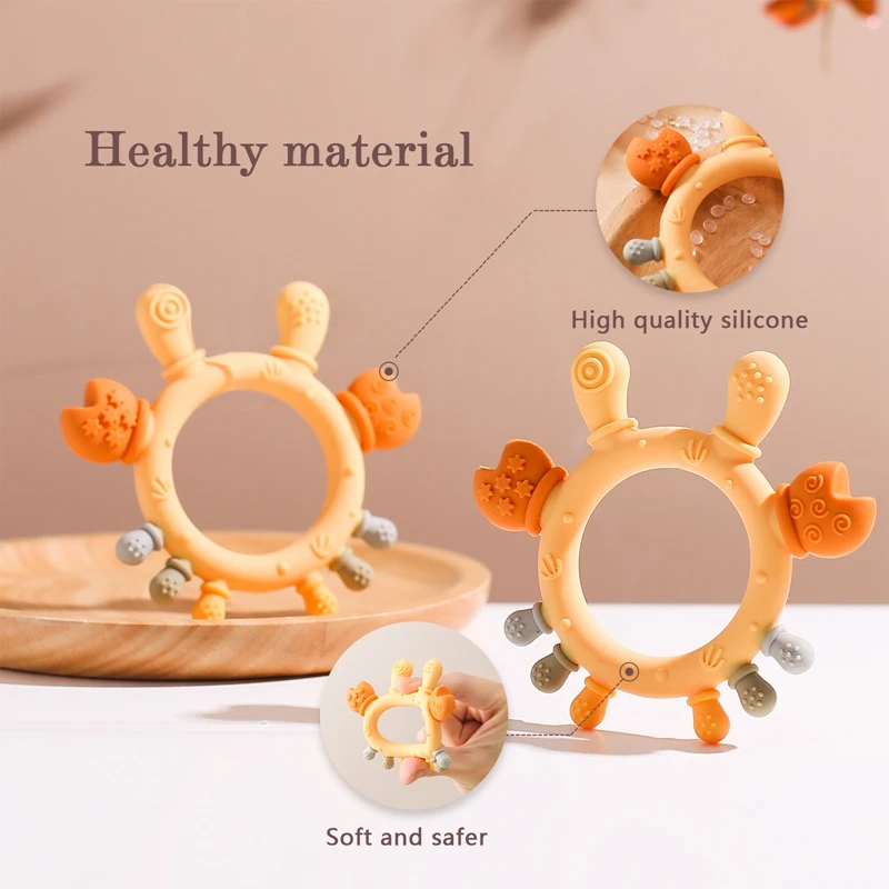 1pc Baby Crab Teether Silicone Toys for Baby care Utensils 0 12 months Dental Care Silicone Rattle Toys Chewing Gum Baby Gifts