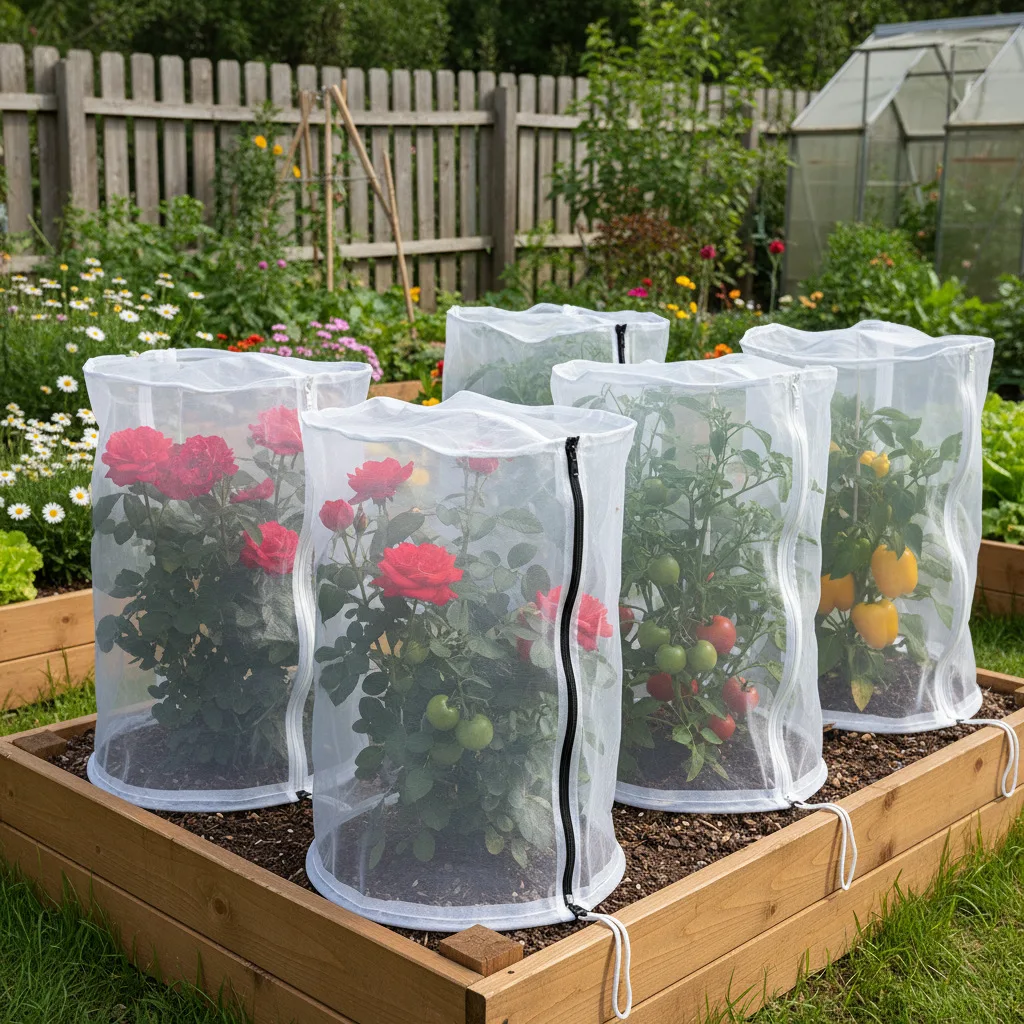 Insect-Proof Mesh Cover round Top Plant Bird-Proof Breathable Net for Tomatoes Cucumbers Roses - Protective Gardening Cover